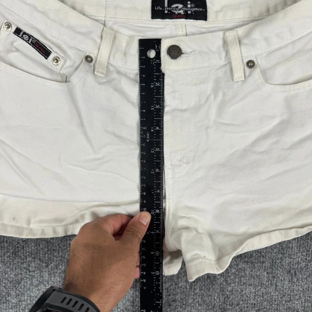 L.E.I. Denim Shorts Womens Size 13 White Cotton Y2K Casual Mini Jean Shorts